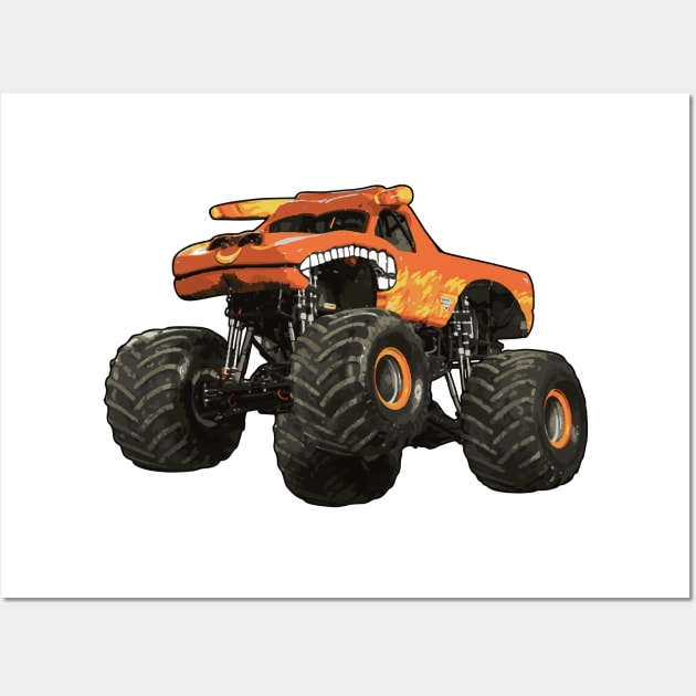 Orange Monster Truck Illustration Wall Art by KAM Std